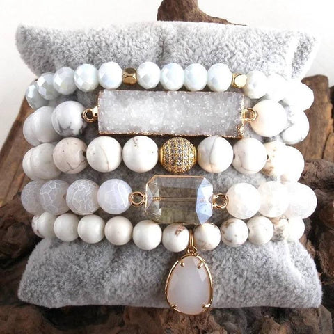 Inez Howlite Gemstone Bracelet Stack