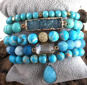 Buffy Turquoise and Imperial Jasper Gemstone Bracelets