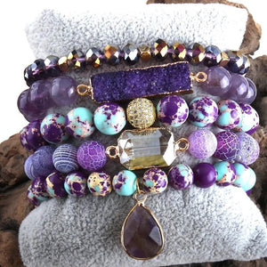 Julia Amethyst and Purple Jasper Gemstone Bracelet