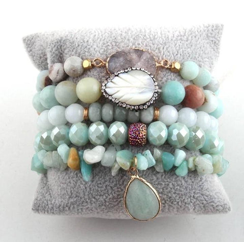 Sylvia Amazonite Gemstone  Bracelet Stack