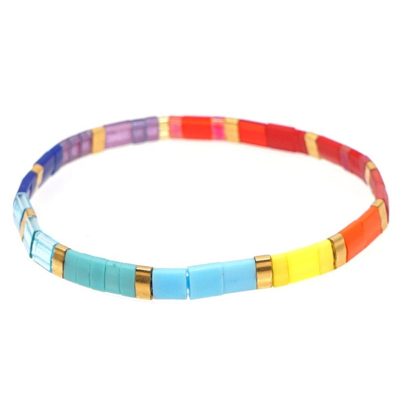 Rainbow World Tila Bead Bracelet