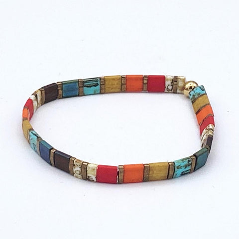 Stained Glass Tila Bead Bracelet